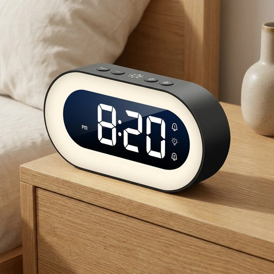 Alarm Clock 5.7-Inch LED USB-C Rechargeable Dimmable Night Light