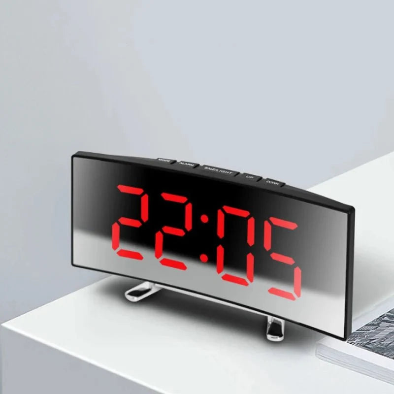 Alarm Clock Mirror LED Display Silent USB or Battery Powered
