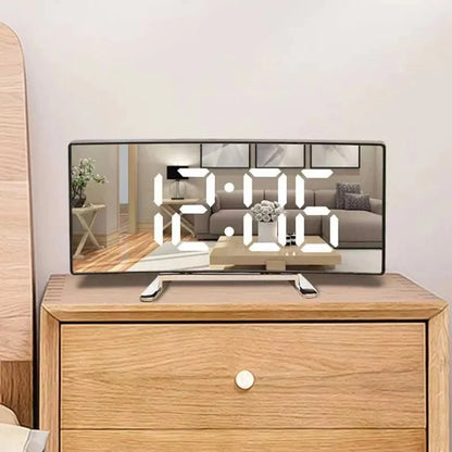 Alarm Clock Mirror LED Display Silent USB or Battery Powered
