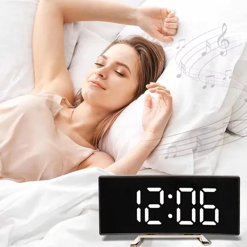 Alarm Clock Mirror LED Display Silent USB or Battery Powered