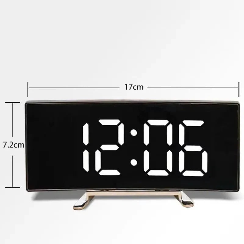 Alarm Clock Mirror LED Display Silent USB or Battery Powered