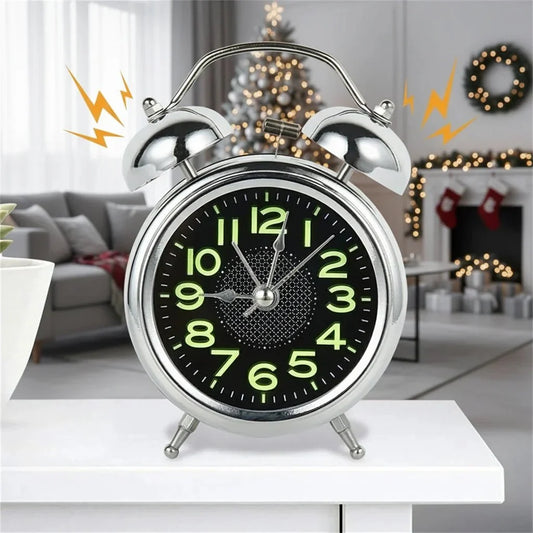 Alarm Clock Retro Twin-Bell Extra-Loud Night Light
