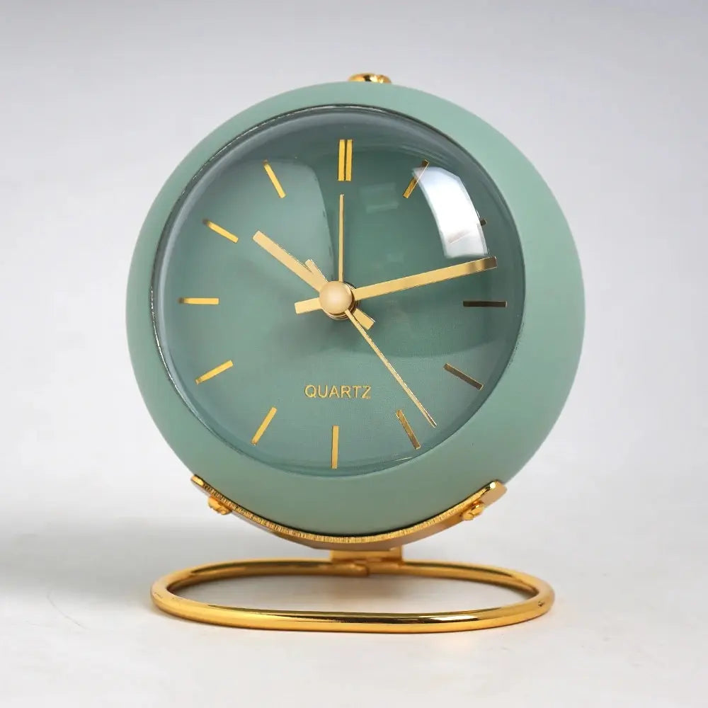 Alarm Clock Silent Quartz Luminous Hands Metal Stand