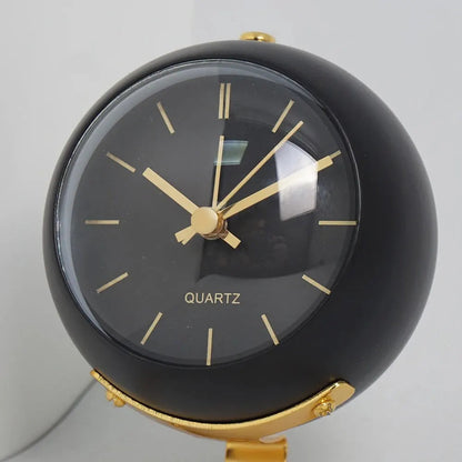 Alarm Clock Silent Quartz Luminous Hands Metal Stand