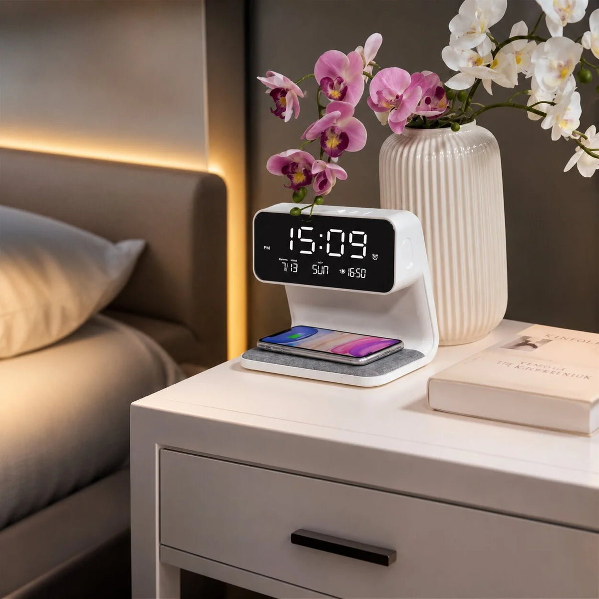 Alarm Clock Touch Dimmable LED & Wireless Charger