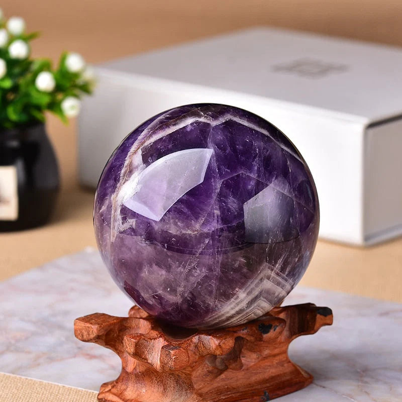 Amethyst Sphere Hand-Polished Stand Included