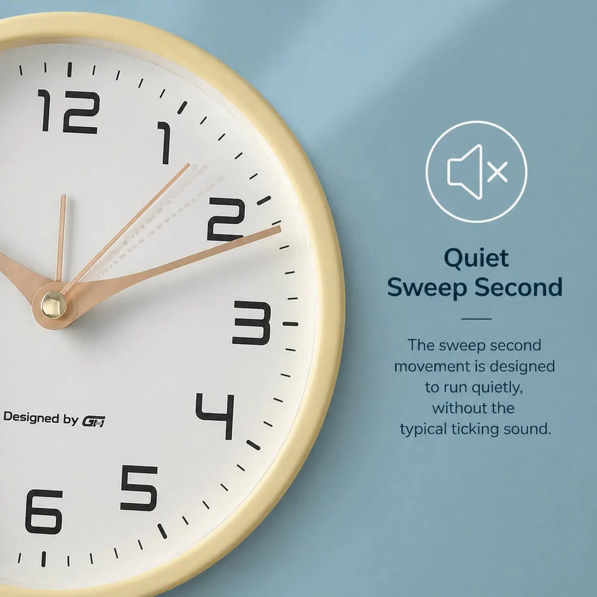 Analogue Bedside Clock Silent Sweep Metal & Glass