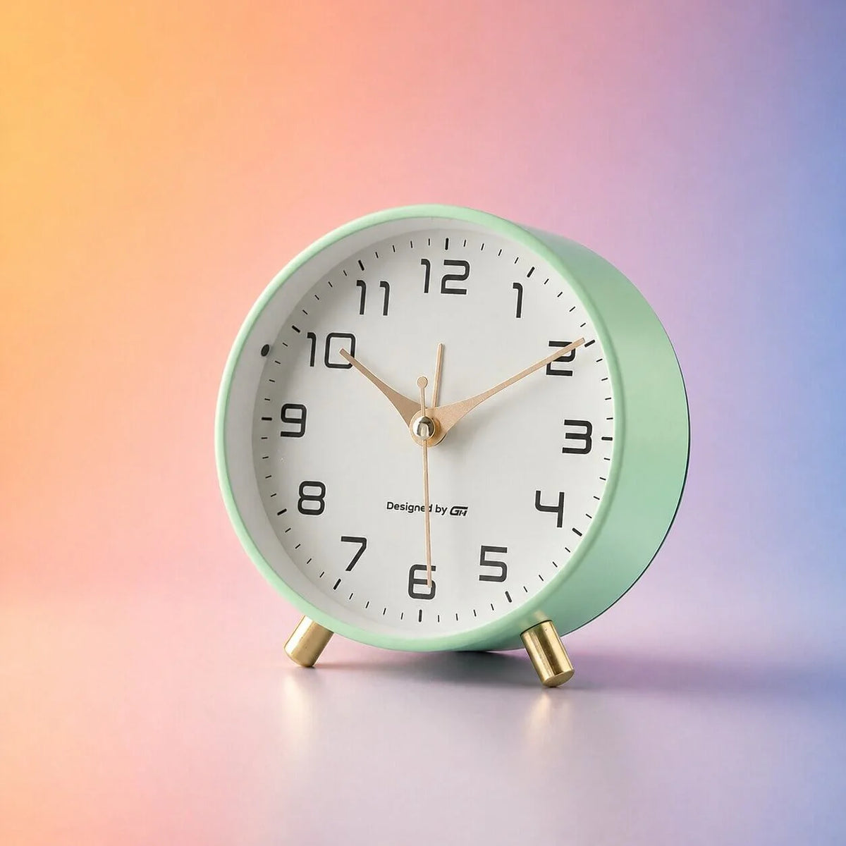 Analogue Bedside Clock Silent Sweep Metal & Glass