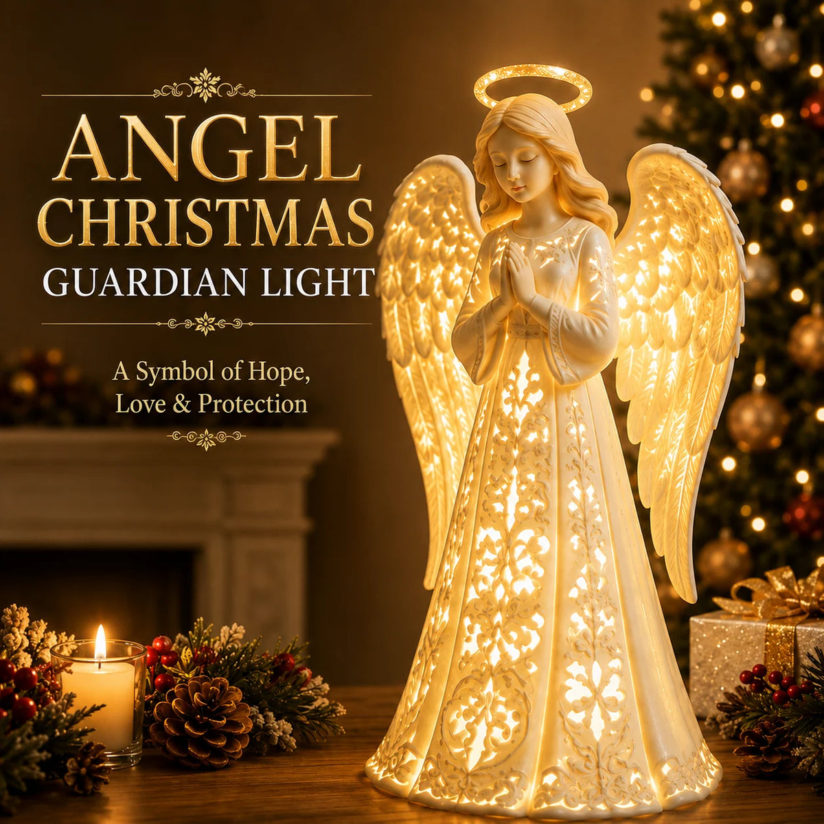 Angel Figurine Warm White LED Battery-Powered