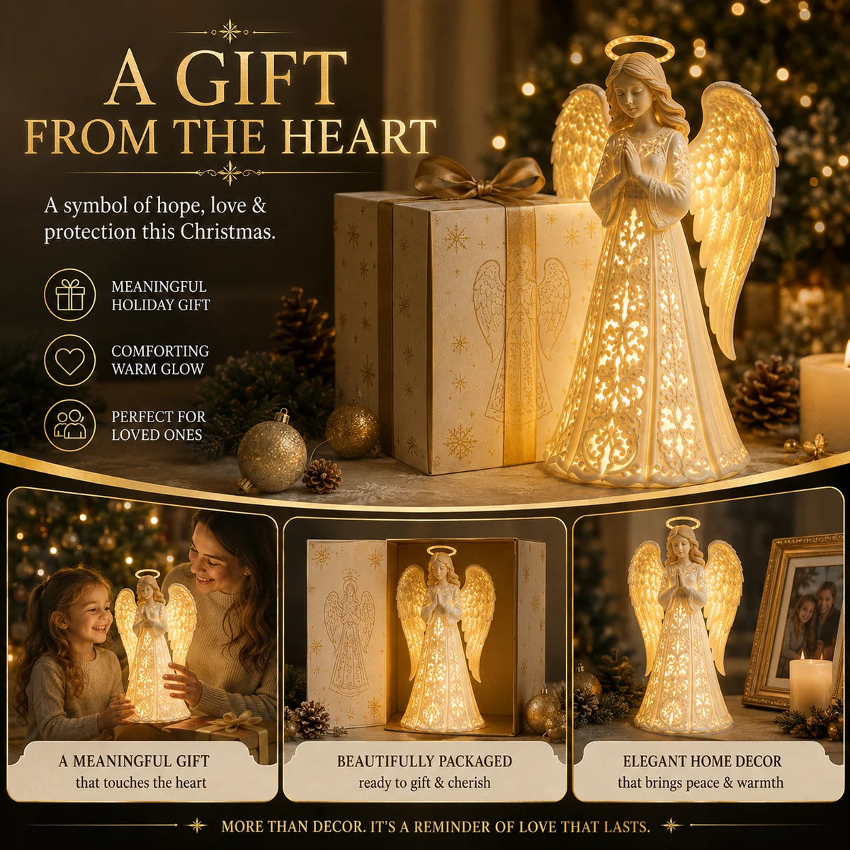Angel Figurine Warm White LED Battery-Powered