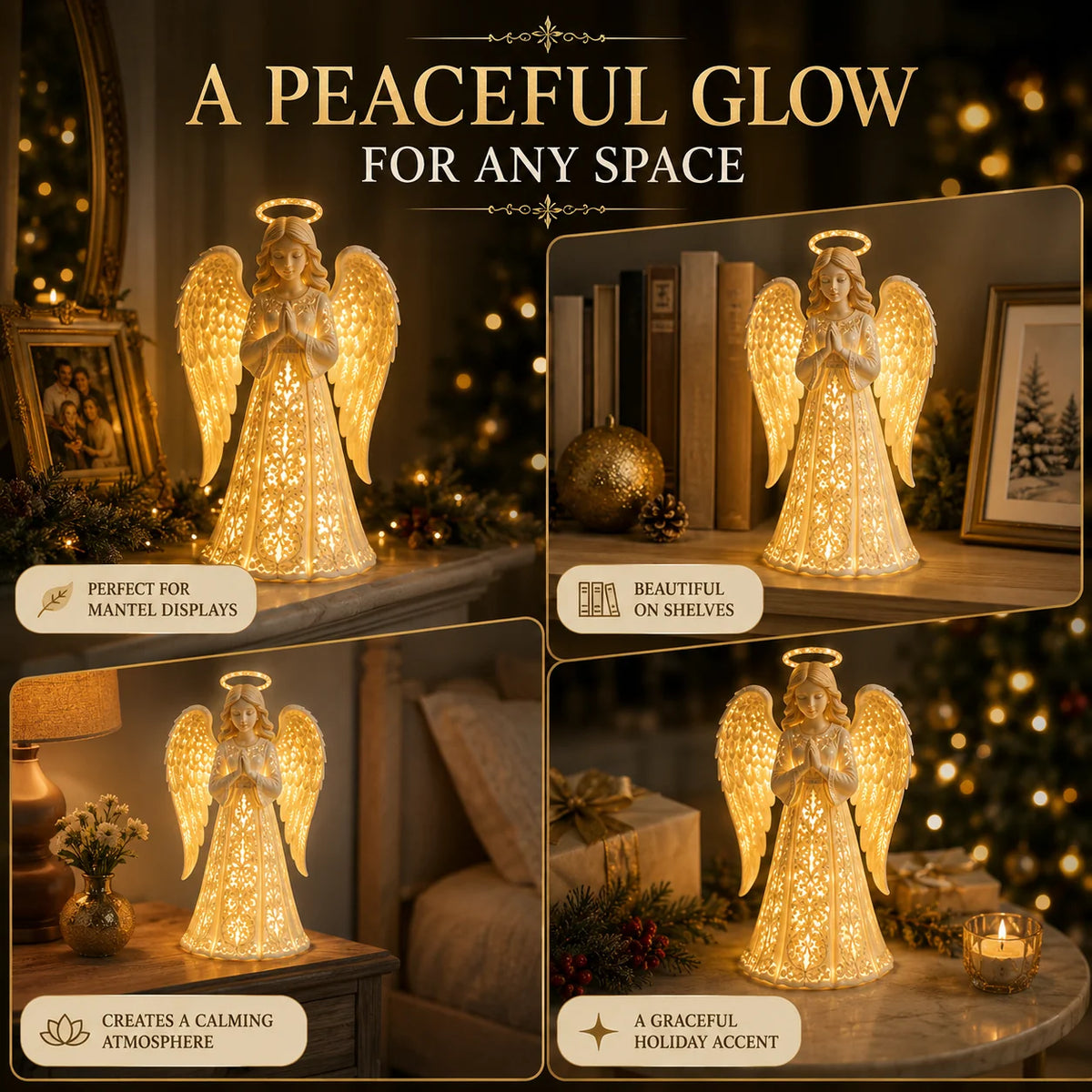 Angel Figurine Warm White LED Battery-Powered
