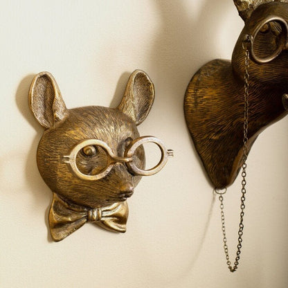 Animal Head Wall Sculpture Hand-Painted Lightweight UV-Resistant