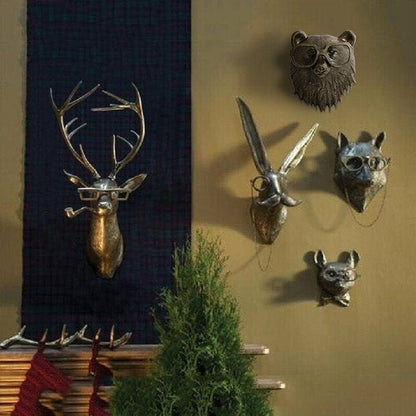 Animal Head Wall Sculpture Hand-Painted Lightweight UV-Resistant