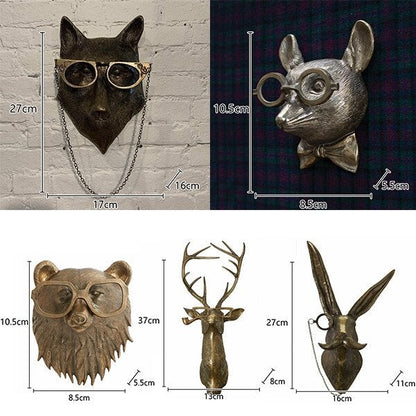 Animal Head Wall Sculpture Hand-Painted Lightweight UV-Resistant
