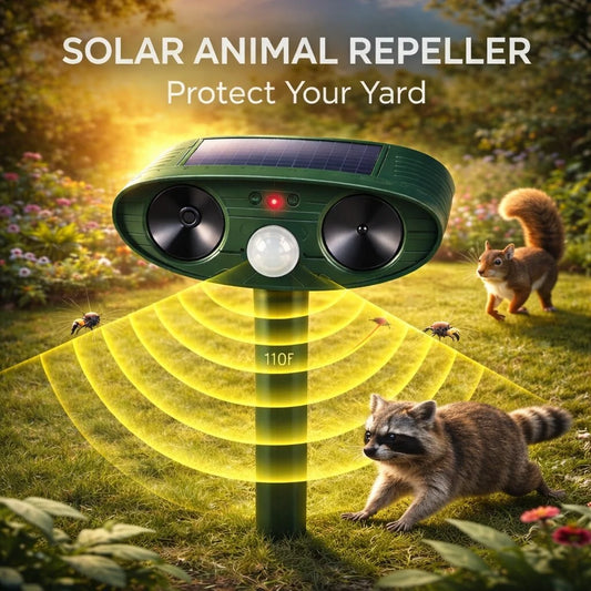 Animal Repeller Solar Motion-Activated Ultrasonic & LED