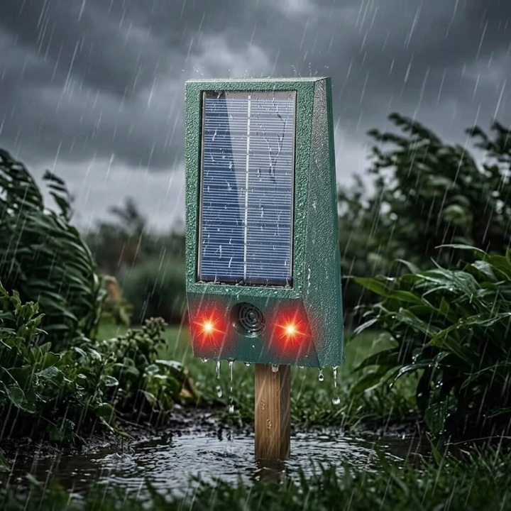 Animal Repeller Solar Powered Ultrasound, LED Flash & Motion Sensor