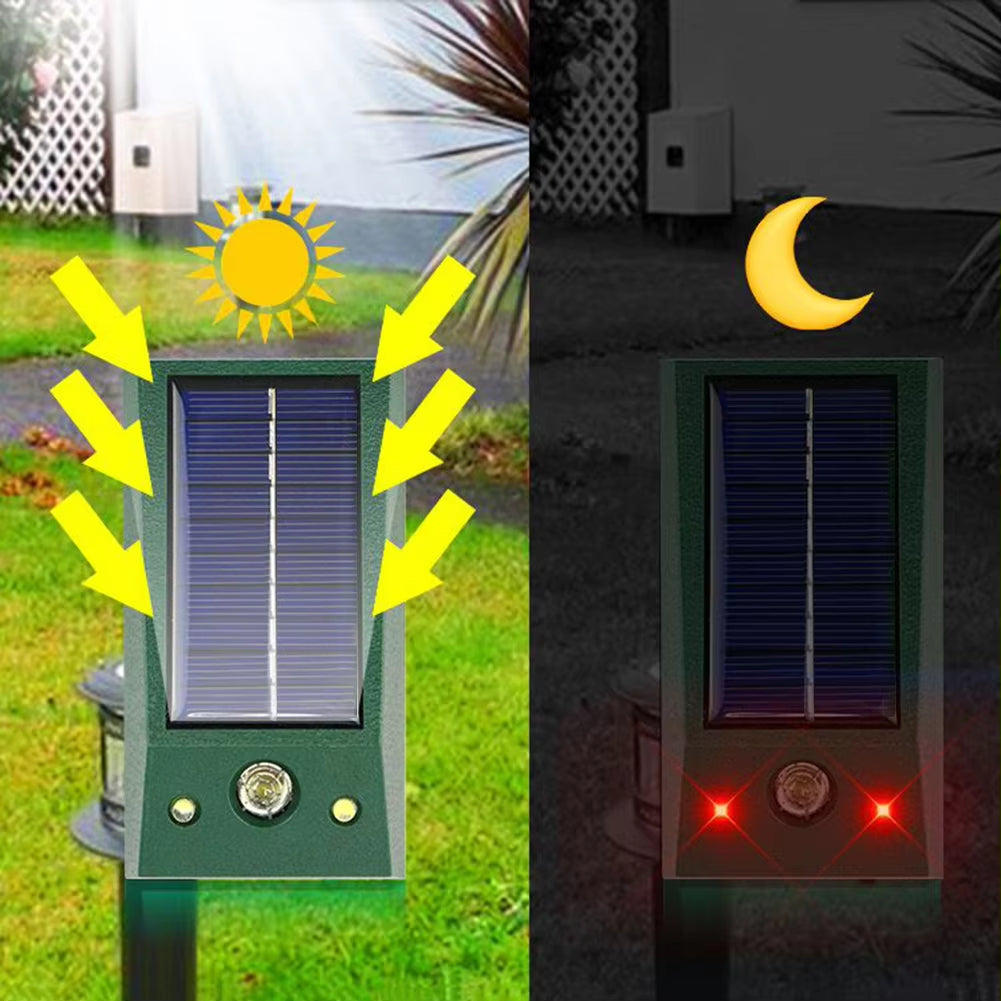 Animal Repeller Solar Powered Ultrasound, LED Flash & Motion Sensor