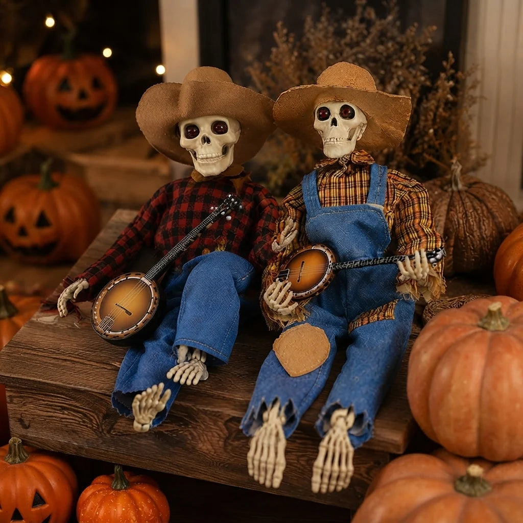 Animated Skeleton Duo Motion-Activated Music & LED Lights