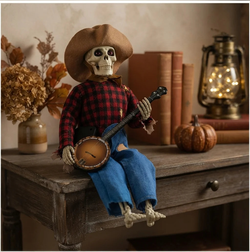 Animated Skeleton Duo Motion-Activated Music & LED Lights