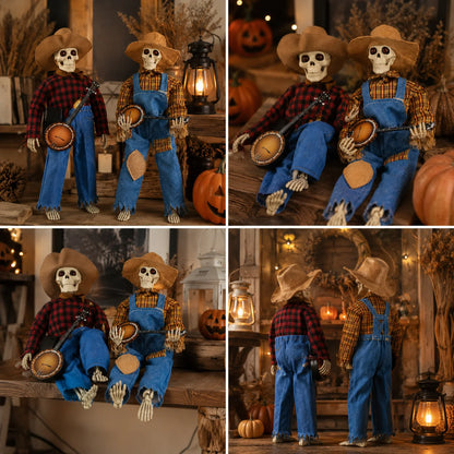Animated Skeleton Duo Motion-Activated Music & LED Lights