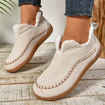 Ankle Boots Plush Lined Slip-On Textured Grip Sole