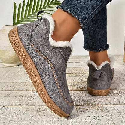 Ankle Boots Plush Lined Slip-On Textured Grip Sole