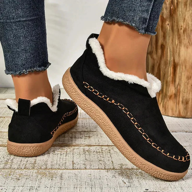 Ankle Boots Plush Lined Slip-On Textured Grip Sole
