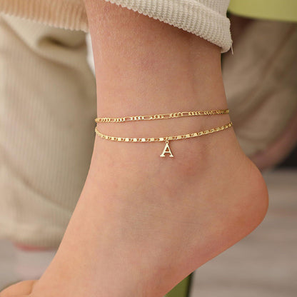 Anklet Layered Gold Chain Rhinestones Adjustable Clasp