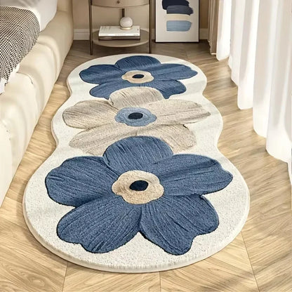 Area Rug Irregular Floral Polyester Non-Slip Backing