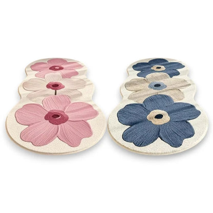 Area Rug Irregular Floral Polyester Non-Slip Backing