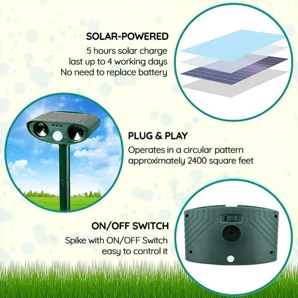 Armadillo Repellent Motion-Activated Solar-Powered Weatherproof