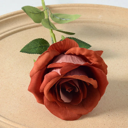 Artificial Rose Stem Realistic Silk No-Water Decor
