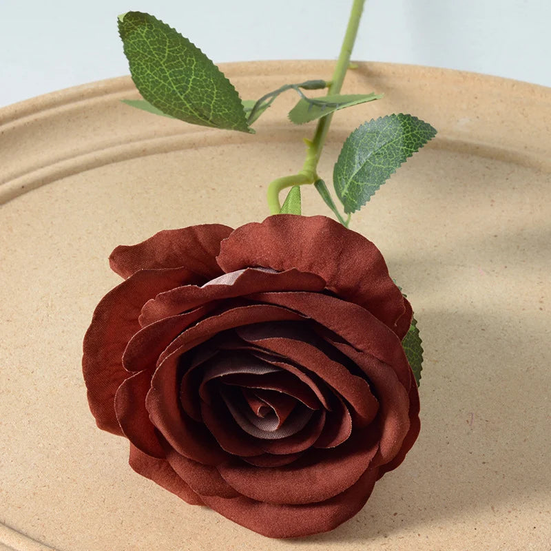 Artificial Rose Stem Realistic Silk No-Water Decor