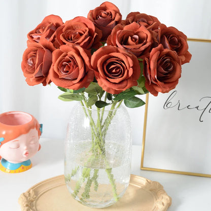 Artificial Rose Stem Realistic Silk No-Water Decor
