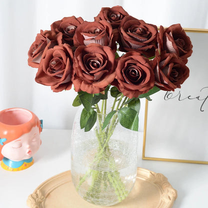 Artificial Rose Stem Realistic Silk No-Water Decor