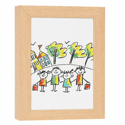 Artwork Display Frame Front-Opening Built-In Storage Wood-Look