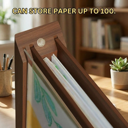 Artwork Display Frame Front-Opening Built-In Storage Wood-Look