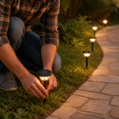 Stake-Mounted Solar LED Pathway Garden Lights (Automatic Dusk-to-Dawn)
