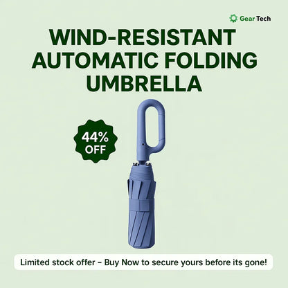 Automatic Folding Umbrella with Large Buckle Handle – Windproof & Space-Saving