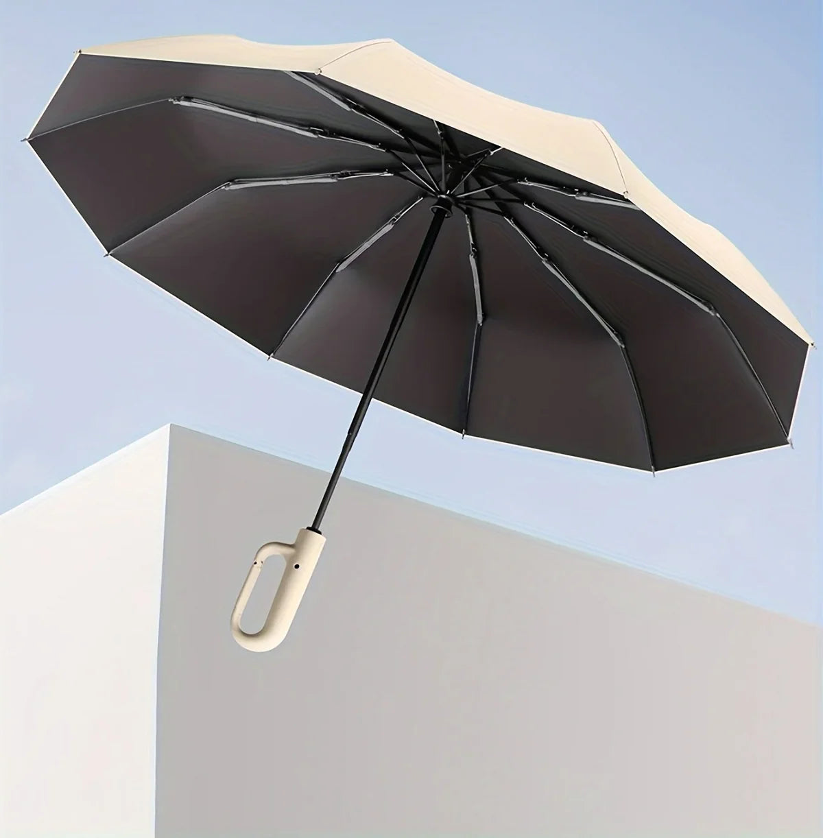 Automatic Folding Umbrella with Large Buckle Handle – Windproof & Space-Saving