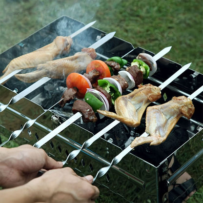 BBQ Skewer Set Extra-Long Handles Reusable Set of 6