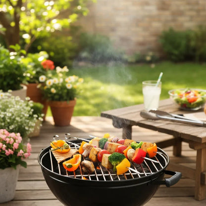BBQ Skewer Set Extra-Long Handles Reusable Set of 6