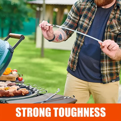 BBQ Skewer Set Extra-Long Handles Reusable Set of 6