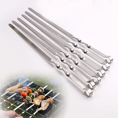 BBQ Skewer Set Extra-Long Handles Reusable Set of 6
