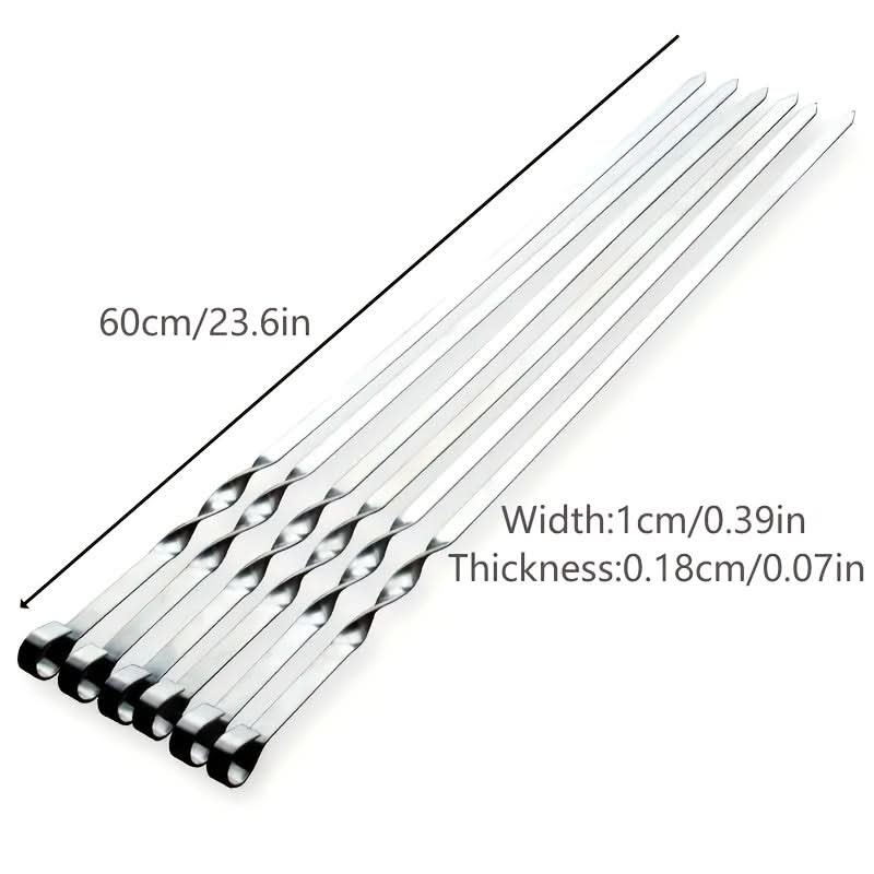 BBQ Skewer Set Extra-Long Handles Reusable Set of 6