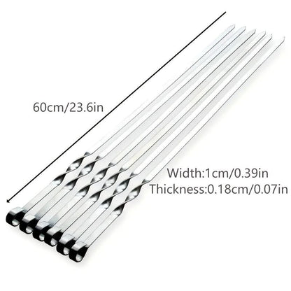 BBQ Skewer Set Extra-Long Handles Reusable Set of 6