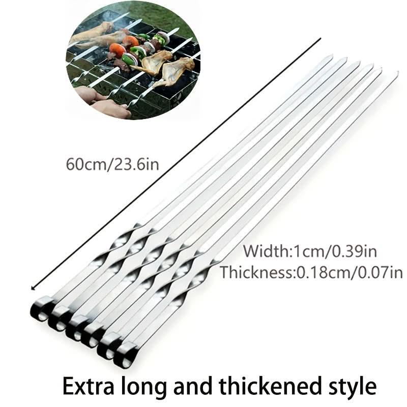 BBQ Skewer Set Extra-Long Handles Reusable Set of 6