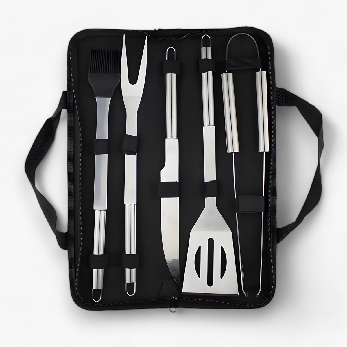 BBQ Utensil Set Stainless Steel Non-Slip Handles & Carrying Bag