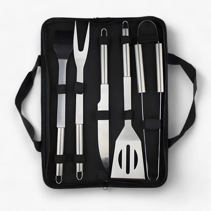 BBQ Utensil Set Stainless Steel Non-Slip Handles & Carrying Bag