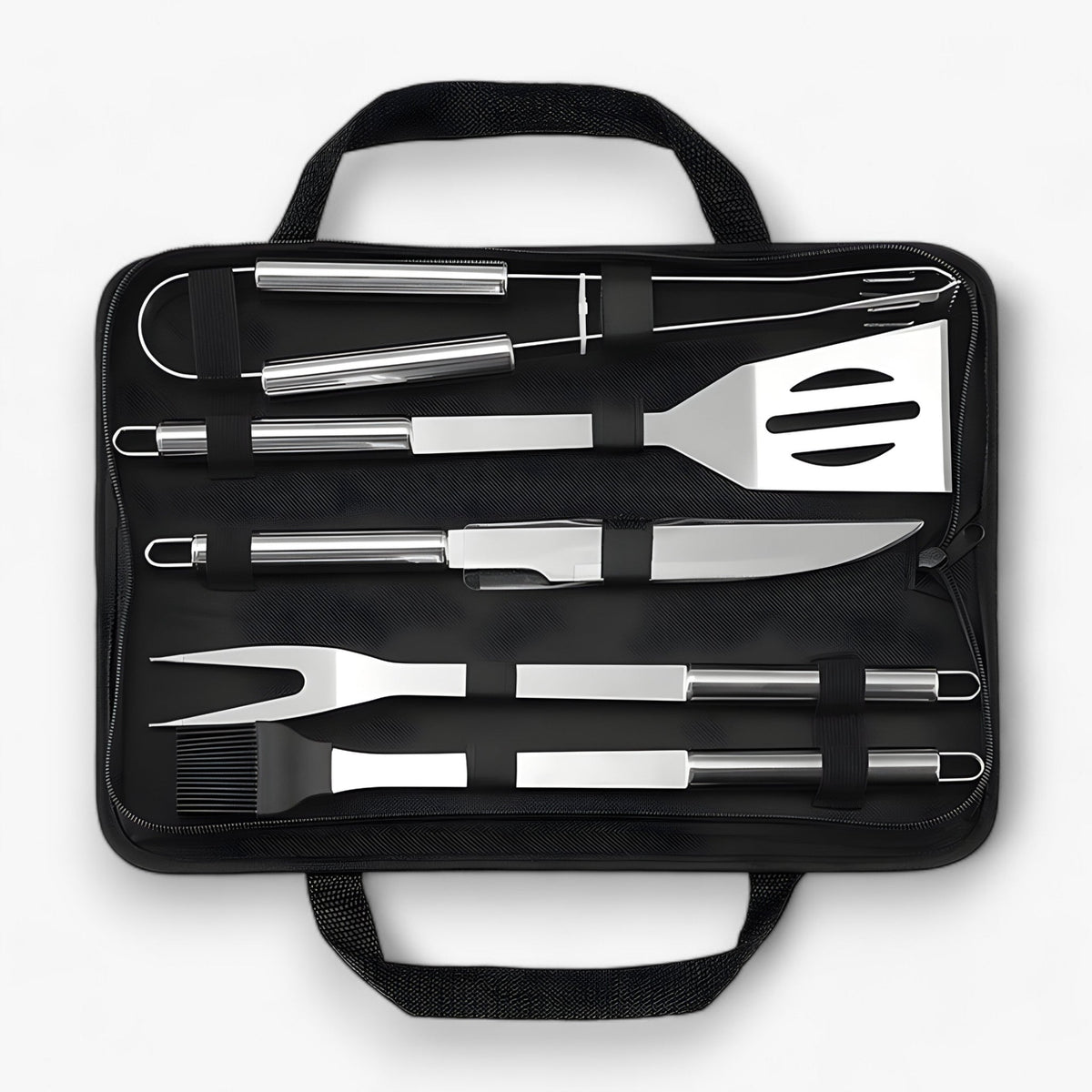 BBQ Utensil Set Stainless Steel Non-Slip Handles & Carrying Bag